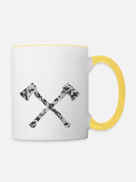Axt - Tasse zweifarbig - Weiß/Gelb