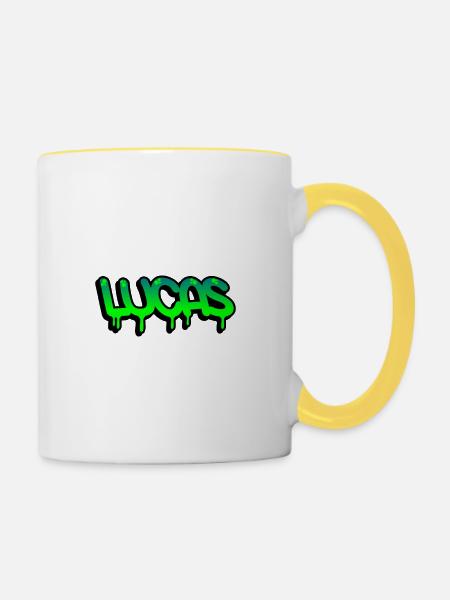 Graffiti-Name Lucas - Tasse zweifarbig - Weiß/Gelb