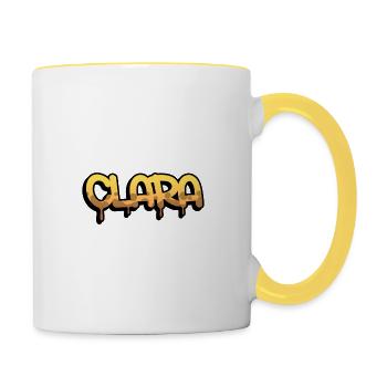 Graffiti-Name Clara - Tasse zweifarbig - Weiß/Gelb - Rechts