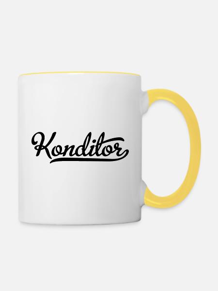 Konditor - Tasse zweifarbig - Weiß/Gelb