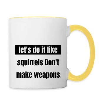 disarmament jokes birthday present - Tasse zweifarbig - Weiß/Gelb - Rechts