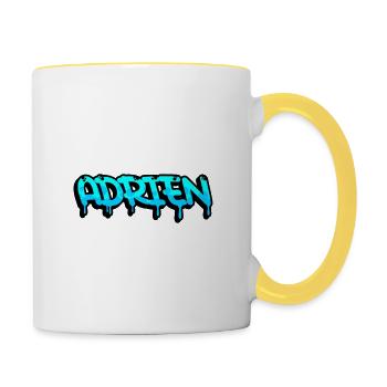 Graffiti prénom Adrien - Mug contrasté - blanc/jaune - Droite