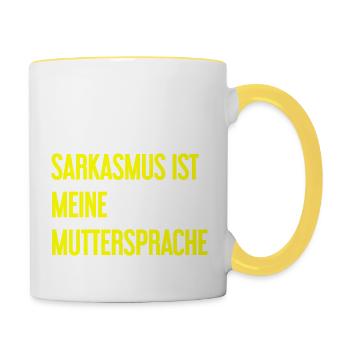 Sarcasme Pro - Mug contrasté - blanc/jaune - Droite