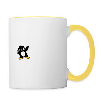 Je ne suis pas court, je suis pingouin taille dabbing dab dance - Mug contrasté - blanc/jaune - Droite