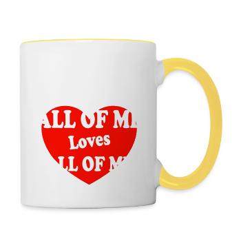 Valentinstag All of me loves all of you Geschenk - Tasse zweifarbig - Weiß/Gelb - Rechts