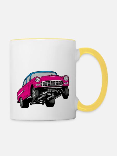 dragster - Tasse zweifarbig - Weiß/Gelb