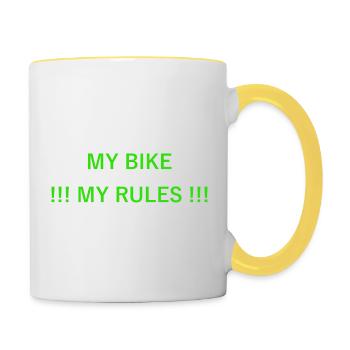 my bike my rules - Tasse zweifarbig - Weiß/Gelb - Rechts
