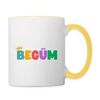 Begüm ! Personnalisable - Mug contrasté - blanc/jaune - Droite
