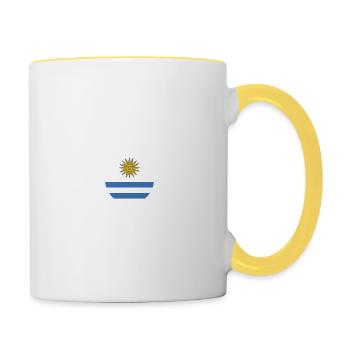 Ich liebe Uruguay, Eleganz Stil Design T-Shirt - Tasse zweifarbig - Weiß/Gelb - Rechts