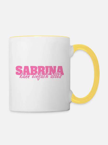 Geschenk für Sabrina - Tasse zweifarbig - Weiß/Gelb