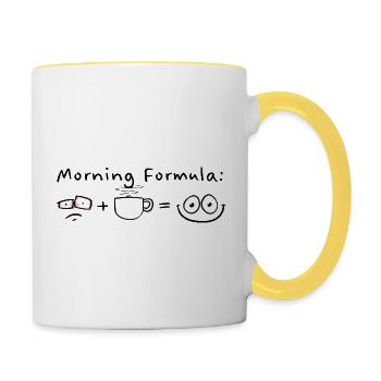 Morgen-Formel - Tasse zweifarbig - Weiß/Gelb - Rechts