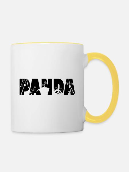 Panda-Tippfehler - Tasse zweifarbig - Weiß/Gelb