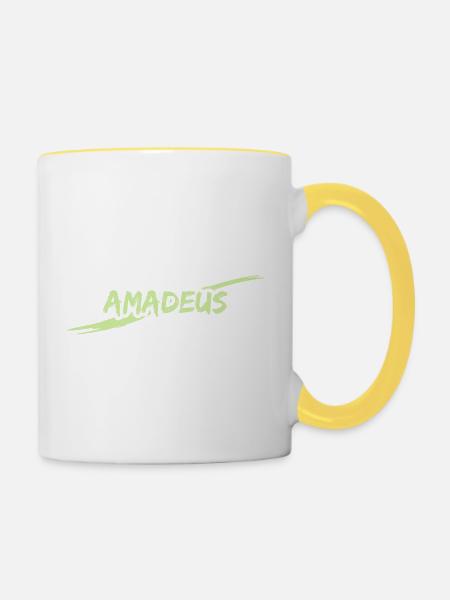 Amadeus als Amadeus - Tasse zweifarbig - Weiß/Gelb