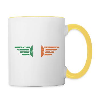 Irlande, Flair irlandais, Mode, Tenues, Moderne - Mug contrasté - blanc/jaune - Droite