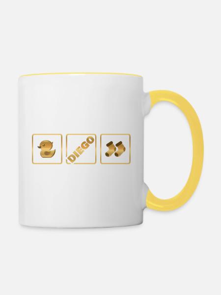 Geschenk für Diego - Tasse zweifarbig - Weiß/Gelb