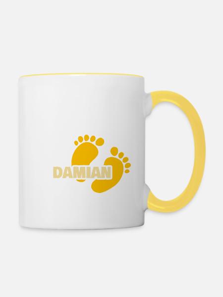 Geschenk für Damian - Tasse zweifarbig - Weiß/Gelb