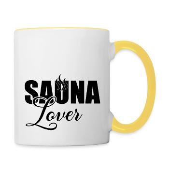 Sauna Wellness Spa - Tasse zweifarbig - Weiß/Gelb - Rechts