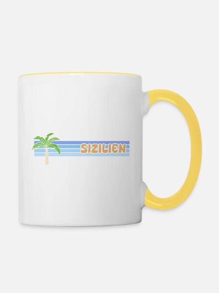 Geschenk für Sizilien - Tasse zweifarbig - Weiß/Gelb