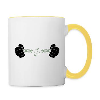 hand kette - Tasse zweifarbig - Weiß/Gelb - Rechts