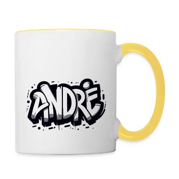 André Name Vorname Graffiti - Tasse zweifarbig - Weiß/Gelb - Rechts