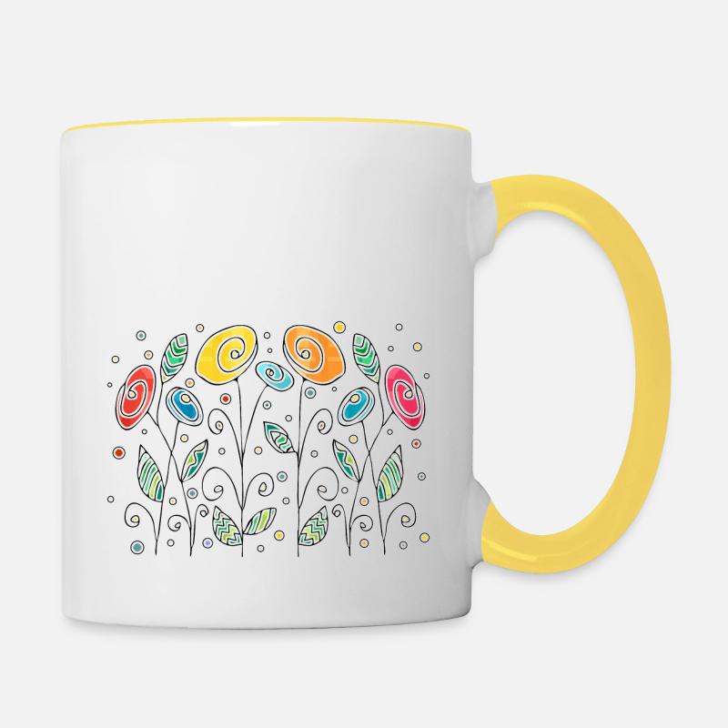 Fleur - Mug contrasté - blanc/jaune