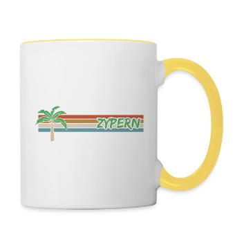 Urlaub Zypern - Tasse zweifarbig - Weiß/Gelb - Rechts