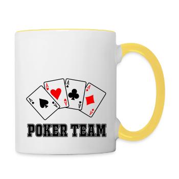 Équipe de poker - Mug contrasté - blanc/jaune - Droite