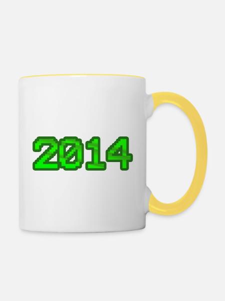 2014 2014 - Tasse zweifarbig - Weiß/Gelb