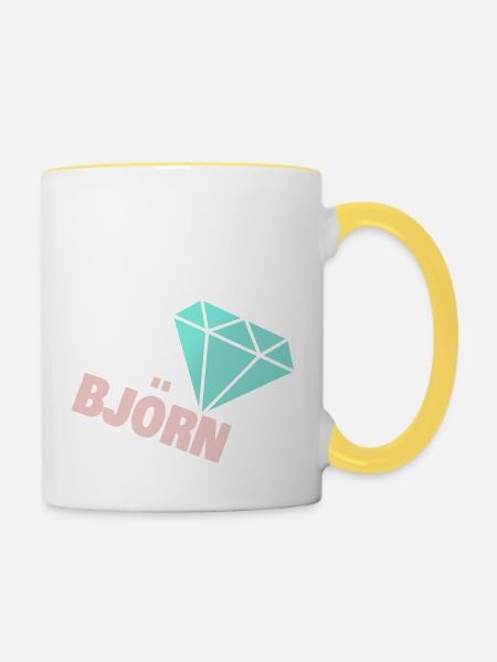 Björn als Edel - Tasse zweifarbig - Weiß/Gelb
