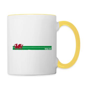 Discover Flint Wales Retro-Inspired Town Design - Contrasting Mug - white/yellow - Right