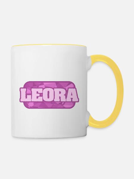 Leora als Gesundheit - Tasse zweifarbig - Weiß/Gelb