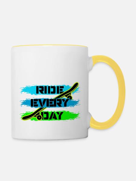 Skate - Tasse zweifarbig - Weiß/Gelb