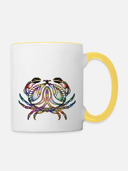 Krebs - Tasse zweifarbig - Weiß/Gelb