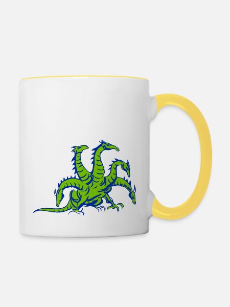 drache hydra dragon - Tasse zweifarbig - Weiß/Gelb