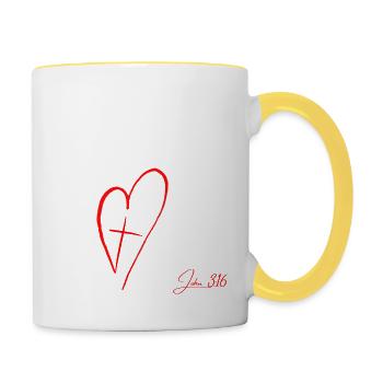 Loved by God – John 3:16 - Contrasting Mug - white/yellow - Right