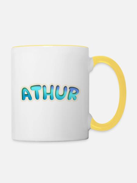 Job Athur - Tasse zweifarbig - Weiß/Gelb