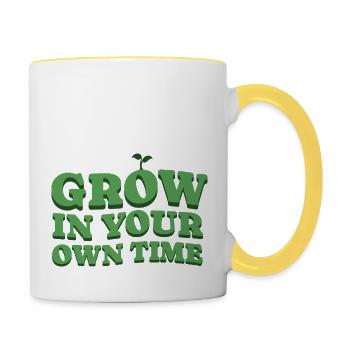 Grow In Your Own Time – Grow at Your Own Pace - Contrasting Mug - white/yellow - Right