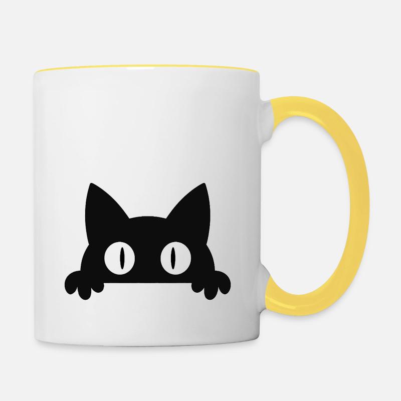 Mischievous cat - Contrasting Mug - white/yellow