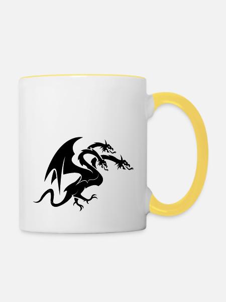 dragon 3 head - Tasse zweifarbig - Weiß/Gelb