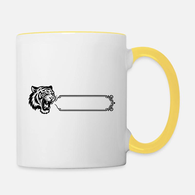 Tiger - Surname, First Name - Contrasting Mug - white/yellow