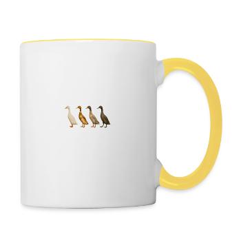 Laufenten Herzschlag Lauf Enten - Tasse zweifarbig - Weiß/Gelb - Rechts