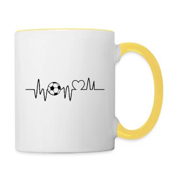 Fußball Herzschlag Fussball Fußballer  - Tasse zweifarbig - Weiß/Gelb - Rechts