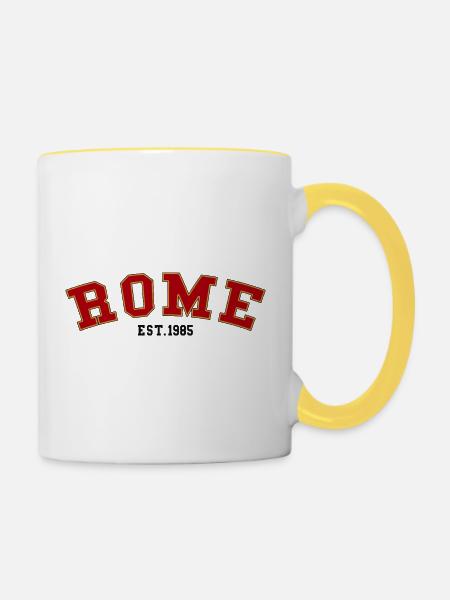Rome_Est_1985 - Tasse zweifarbig - Weiß/Gelb