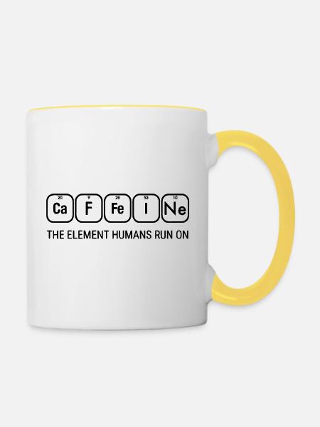 Coffee Chemistry Design Caffeine - Tasse zweifarbig - Weiß/Gelb