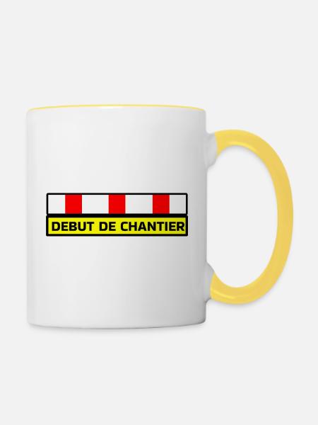 Beginn der Arbeiten - Tasse zweifarbig - Weiß/Gelb