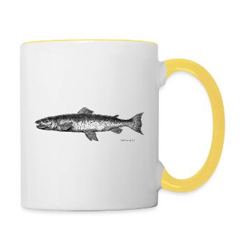 Lachs Kupferstich - Tasse zweifarbig - Weiß/Gelb - Rechts