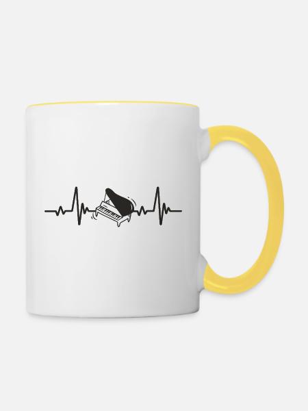 Flügel Klassische Musik-Herzinstrument - Tasse zweifarbig - Weiß/Gelb
