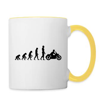 EVOLUTION: VOM AFFEN ZUM MOTORRADFAHRER! - Tasse zweifarbig - Weiß/Gelb - Rechts