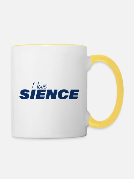 I LOVE SCIENCE - Tasse zweifarbig - Weiß/Gelb