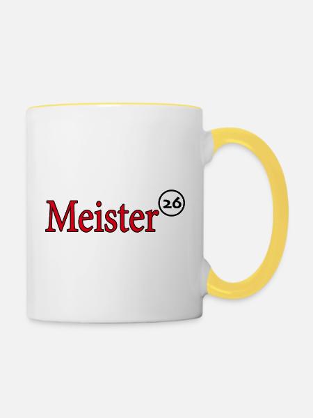 Meister 2026 Meisterschaft - Tasse zweifarbig - Weiß/Gelb